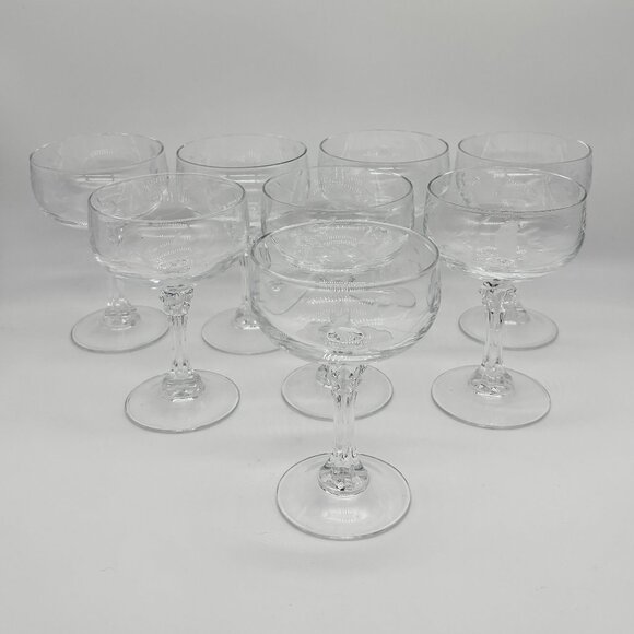 Vintage Princess House Champagne/Coupe Glasses Heritage Pattern Set of 8 Glasses